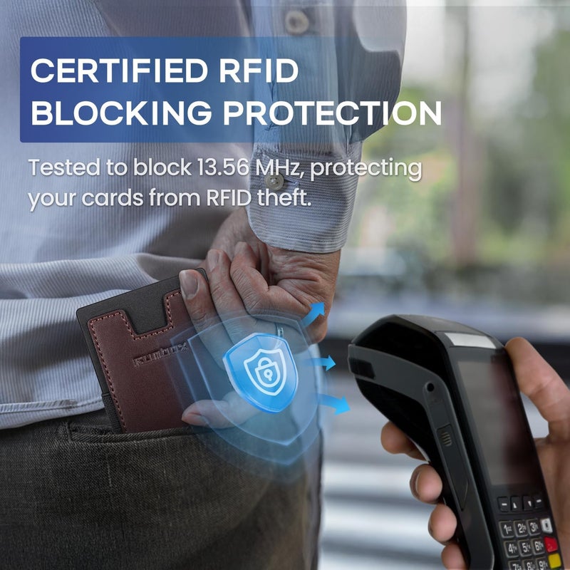 RUNBOX Mens Business Card Holder, Slim Card Wallet for Men and Women, Minimalist RFID Blocking Wallet with Pop-Up Function, Thin Design, Metal Cases Holds 6+6 Cards, Gifts for Men, Men's Accessories - Image 4